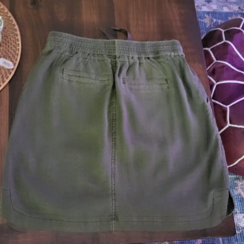 Anthropologie Pilcro Drawstring/Utility Mini Skirt - Olive Green - S - Picture 2 of 9